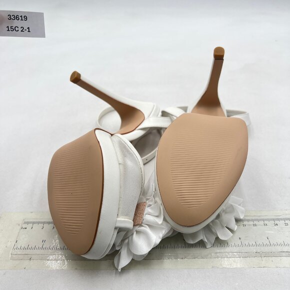 XYD White Mesh Flower Open Toe Sandals Stiletto Heels Platform Ankle Strap Pumps - Picture 6 of 8